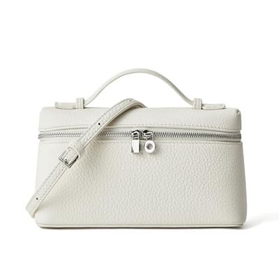 DORIS&JACKY Piccola borsa a tracolla in pelle per le donne di design Mini Top Handle Phone Pouch Bag con tracolla regolabile, bianco