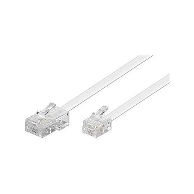 Goobay 93061 telefoonkabel RJ11-stekker naar RJ45-stekker platte kabel RJ11-kabel voor faxapparaat DSL-modem VDSL-routerkabel ISDN DSL-kabel wit 3 m
