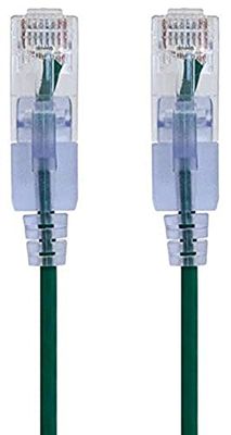Monoprice 116315 Cabo de conexão Ethernet Cat6A, 1 pé, cor verde (pacote de 10) RJ45 550 MHz UTP, cabo de cobre puro nu 10G 30AWG - série SlimRun