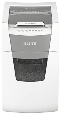 Leitz IQ Autofeed Office 80142000 Papierversnipperaar CH Micro Cut P5 150 Vellen 44L Afvalbak met Zwitserse Stekker Wit
