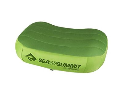 Sea to Summit – Aeros Ultralight Deluxe resekudde L – lätt att blåsa upp – halkfri – Ultra-SIL dragkedjeväska – Camping och cykelturer – 42 x 30 x 13 cm – Limegrön – 114 g