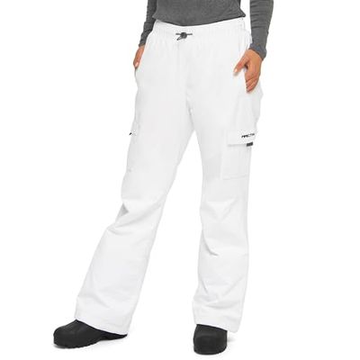 ARCTIX Lumi Pull Over Fleece Lined Cargo Snow Pants Pantalon de Neige Femme, Blanc, Medium (8-10) Short