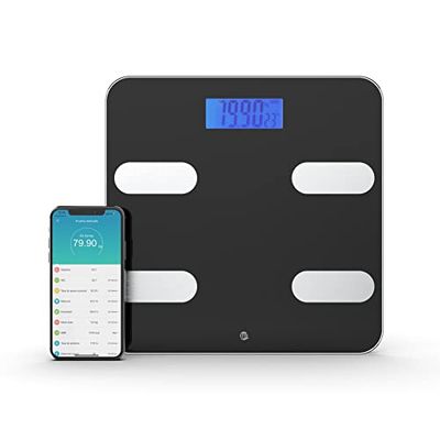 WottoCare - Báscula de Baño Inteligente | Control Preciso de Peso y Grasa Corporal | 18 Mediciones Esenciales | Hasta 8 Usuarios | Sincronización con Google Fit y Apple Health | Negro