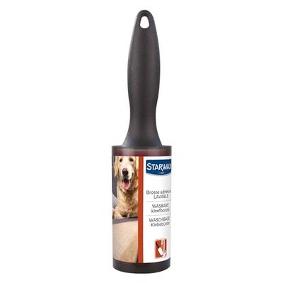STARWAX - Brosse adhésive lable - enlève poils, poussières, peluches et cheveux - lavable - sans recharge - solide - Conception française - poignée ergonomique, Noir & Bleu