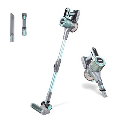 Tower T513011 VL70 Cordless 3-in-1 Pole Vacuum Cleaner with Flexi Pole, HEPA 12 Filter & Anti-Tangle Floor Head, 1L Dust Tank, 29.6V Li-ion, Aqua Blue