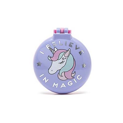 Legami - Spazzola Con Specchio, Tema, I Believe In Magic, Si Apre E Chiude Con Un Click, Comoda E Pratica Da Portare Ovunque, Unicorn