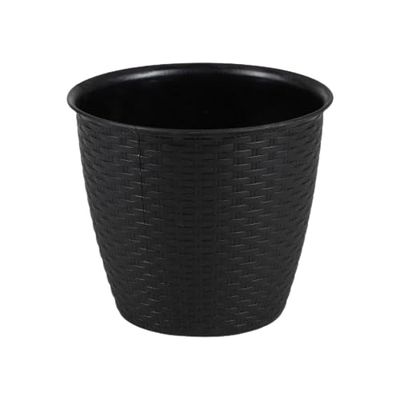 Urban Living SUNNYDAYS Garden & Plastic - Cache Pot Plastique Effet ROTIN DIAM 30CM X H26CM Licorice