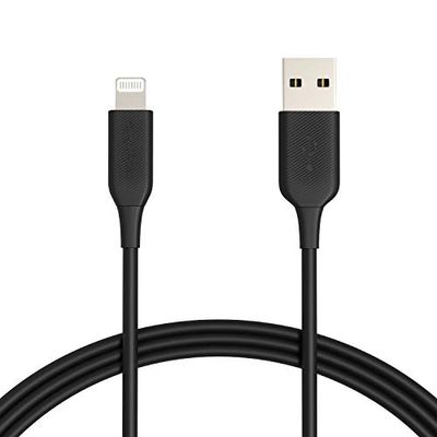 Amazon Basics Câble USB-A vers Lightning, câble de charge certifié MFi, pour iPhone,2 unités, lot de 1, noir, 1.8 m