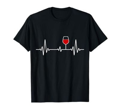 Bicchiere da vino con battito cardiaco Maglietta