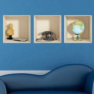 Ambiance Adhesivo decorativo para pared, efecto 3D, diseño de globo y combinado telefónico, 30 x 90 cm