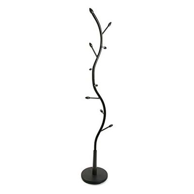 Versa Swindon Cabide de de pé de estilo minimalista, com 9 ganchos ou ganchos para roupa ou malas de entrada, medidas (L x L x A) 185 x 32 x 32 cm, metal, cor preta