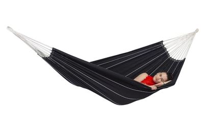 AMAZONAS Braziliaanse hangmat XL Barbados Black 230 x 150 cm voor meerdere personen tot 200 kg Black totale lengte 340 cm