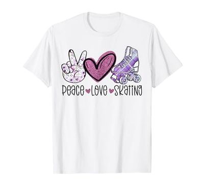Peace Love Skating Pattini a Rotelle Rollerblade Rollerskate Maglietta