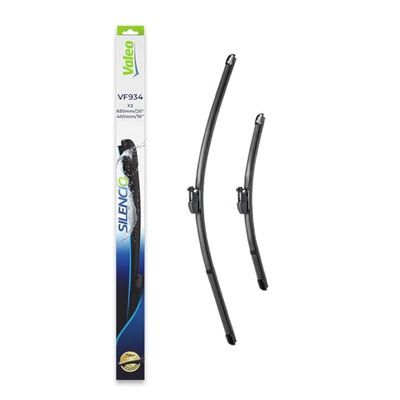 VALEO Piaçaba silencioso - VF934 - kit de alto desempenho, visibilidade superior na estrada, instalação fácil, folhas planas originais de 650 mm, dianteiras, conjunto de 2 escovas - 577934