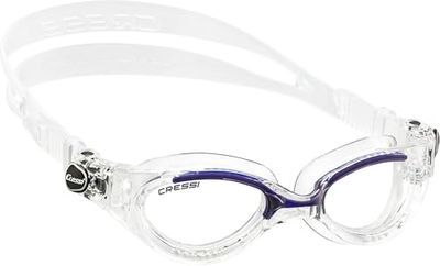 Cressi Flash Small Fit Lady, Occhialini Nuoto a Oculari Separati con Lenti Infrangibili Antiappannamento, AntiGraffio, Anti UV Unisex – Adulto, Trasparente/Blu_Lente Chiara, Taglia Unica