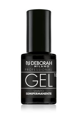 Deborah Milano - Smalto Semipermanente Gel N.18 Nero, Effetto Plumping a Lunga Durata, Dona Unghie Intense e Brillanti, 4.5 ml