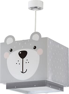 Dalber Lampe Suspension Enfant Little Teddy Ours Animaux Gris, lustre chambre enfant, 64572, E27