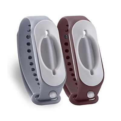 Cleanbrace Disinfection Wristband 2-Pack (Gray & Wine red), Hand Disinfection for on The go, Including refiller