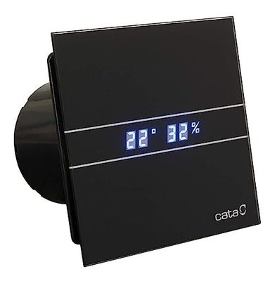 Cata E 100 GTH BK - Estrattore da bagno, Timer Hygro, 8 W, vetro nero