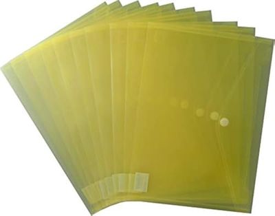 EXXO by HFP 90153 Document Wallets A4 Landscape with Velcro Fastener Transparent Yellow Pack of 10 335 mm x 240 mm