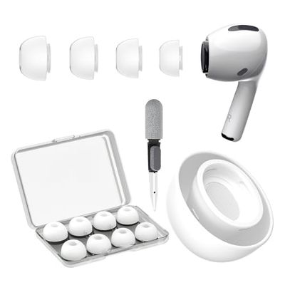 YISH Embouts pour Airpods Pro/Airpods Pro 2:4 Paires Embout Ecouteur avec Trou Réduction de Bruit, Boîte de Rangement, Stylo de Nettoyage (XS/S/M/L)
