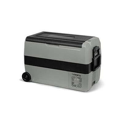Steamy-E Dual Zone 50 Roller, Nevera de compresor portátil eléctrica con Ruedas, 44 litros, Gris, 12V / 230V, para Congelar y Enfriar de -20°C a +20°C, Ideal para Camping
