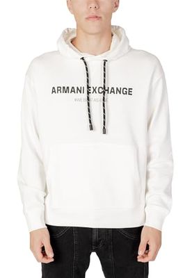 Armani Exchange Limited Edition We Beat As One Capsule Cotton French Terry Hoodie Sweatshirt med huva, Vit, S