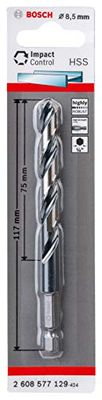 Bosch Accessories Forets hélicoïdaux Impact Control HSS (pour métal, 8,5 x 75 x 117 mm, Accessoires pour perceuse à percussion)