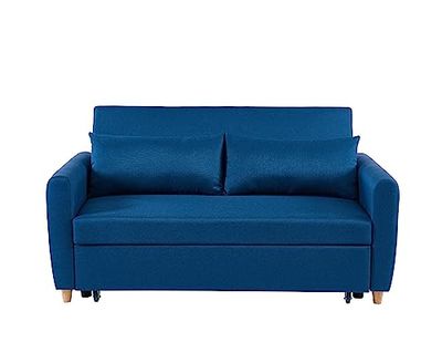 BAÏTA Sofá Recto Convertible de 3 plazas, Tela, Azul Ocuro, 160 x 90 x 89 cm