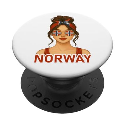 Norwegian Girl Norway Flag Norwegian Girlfriend Wife PopSockets PopGrip Adhesivo