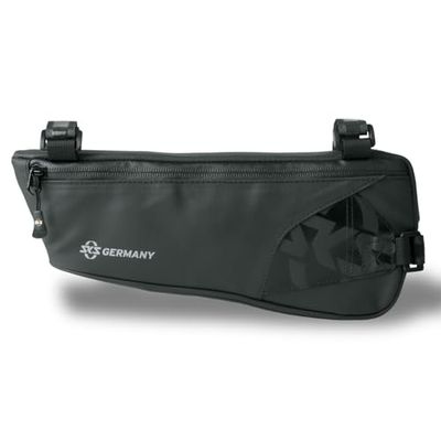 SKS Germany Explorer Edge, Accessori per Bici (Borsa per Telaio in Tessuto gommato, Idrorepellente, Cerniere Laminate con Easy-Zip ergonomico, Volume: 1 l), Nero Unisex-Adult, One Size
