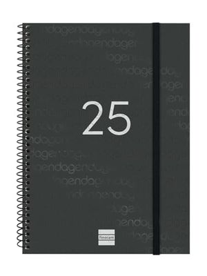 Finocam - Agenda Espiral Year 2025 Semana Vista Vertical Enero 2025 - Diciembre 2025 (12 meses) Negro Español