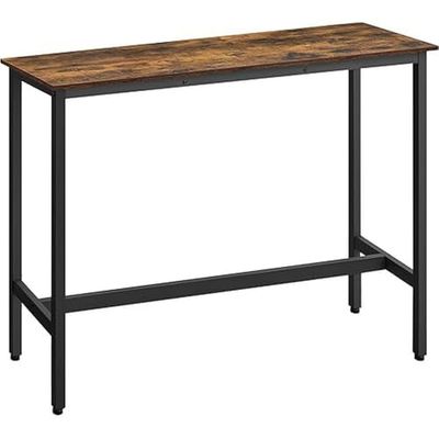 VASAGLE Bar, keuken, pub eetkamertafel, stevig stalen frame, 40 x 120 x 90 cm, eenvoudige montage, industrieel ontwerp, rustiek bruin en inktzwart LBT120B01, spaanplaat van gelegeerd hout, 120L cm