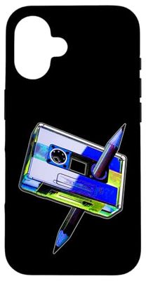 Lápiz de cinta de casete de los años 80, retro, vintage, música mixtape Carcasa para iPhone 16