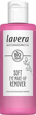 lavera Soft Eye Make-up Remover - natural cosmetics - Mild and eye-friendly formula - Vegan - free from silicones - free from mineral oil - Organic aloe vera & Organic sea buckthorn extract - 100ml