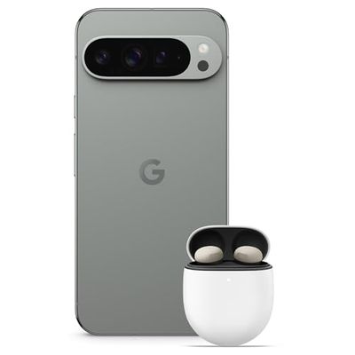 Google Pixel 9 Pro XL - Unlocked Android Smartphone with Gemini, Triple Rear Camera System, 24-Hour Battery, and 6.8" Super Actua Display - Hazel, 128GB+Pixel Buds Bro 2