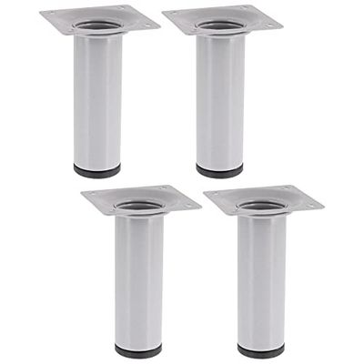 Wagner 12121004 Classic Retro - Gamba per mobili, 4 pezzi, Ø 30 x 100 mm, piastra di avvitamento integrata 60 x 60 mm, filettatura interna Ø 10 mm, acciaio verniciato a polvere, alluminio argento