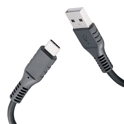 Celly, Cable con conectores USB y USB-C Línea Black Label, cable de PVC con carga rápida, cable de 2 metros de longitud, hasta 3 A de potencia de salida, negro