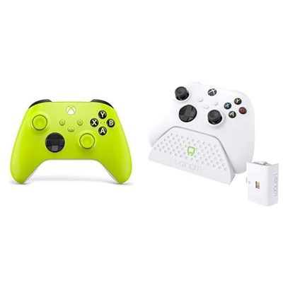 Xbox Wireless Controller Electric Volt+Venom Charging Dock with Rechargeable Battery Pack - White Series X & S One