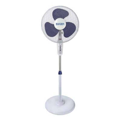 Svan SVP401600MOBA, staande ventilator, wit en blauw, 3 snelheden, 450-minuten-timer, 3 vleugels, afstandsbediening