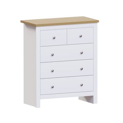 Vida Designs Arlington Commode 3 + 2 tiroirs de Rangement Moderne pour Chambre à Coucher (Blanc)