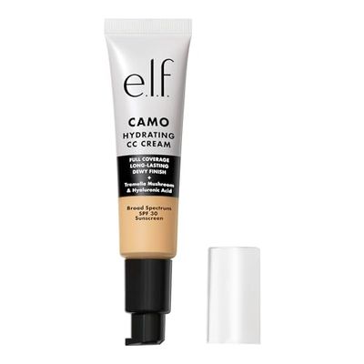e.l.f. Hydrating Camo CC Cream, Colour Correcting Full Coverage Foundation For A Dewy Finish With SPF 30, Vegan & Cruelty-Free, Light 240W