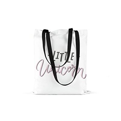 Bonamaison Printed Tote Bag, Reusable Grocery Bag, Shopping Bag, Machine Washable, Foldable, Canvas Cloth Bag with Black Handles, Size: 48x55 Cm