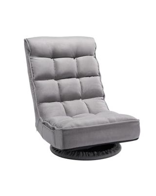 VEVOR Chaise de Sol pivotante à 360°, Fauteuil de Sol avec Dossier Pliable à 4 Positions réglables et Support Lombaire, canapé inclinable pour Regarder la télévision, Lire, Jouer à des Jeux, Gris