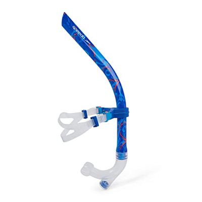 Speedo Unisex Centre Snorkel | Swimming Snorkel | Training Aids, Bllue Flame/Pool Blue/Fluo Tangerine, One Size
