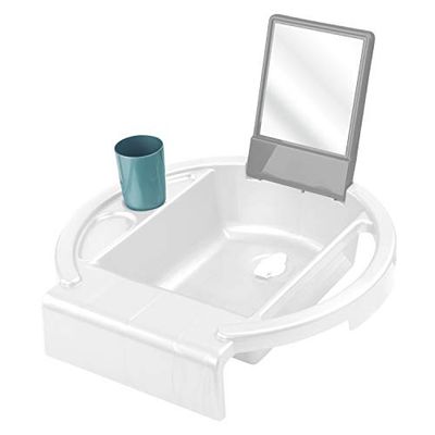 Rotho Babydesign Kiddy Wash Lavabo pour enfants, À fixer sur le bord de la baignoire, 38,7 x 38,2 x 10 cm, Blanc, 20034 0314 01