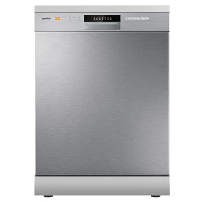 COMFEE' CDWPF1201PS Lavavajillas de Libre Instalación, 60 cm, 12 Cubiertos, Inicio Diferido, Función de Media Carga, Cestas Flexibles, Acero Inoxidable, 49 dB, Control por Botones