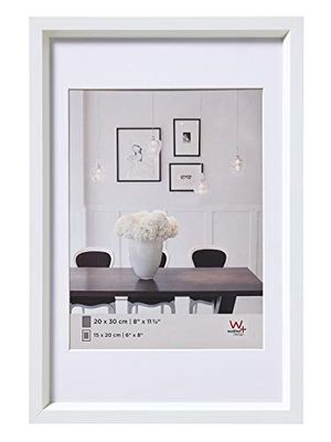 walther Design Picture Frame White 10.5 x 15 cm with PassepArtout, Steel Style Plastic Frame ES015W