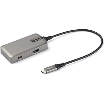 StarTech.com Adaptador Multipuertos USB C - USB-C a HDMI 2.0 4K 60Hz, PD con Paso de 100W - Hub USB de 3 Puertos de 10Gbps - Mini Docking Station USB Tipo C Portátil - Cable de 25cm (DKT31CHPD3)