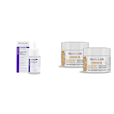 RevitaLAB, Sérum facial, 30 ml & RevitaLAB + Argan Oil Crema Hidratante Antiarrugas de Día y Noche, 50 ml (Paquete de 2)